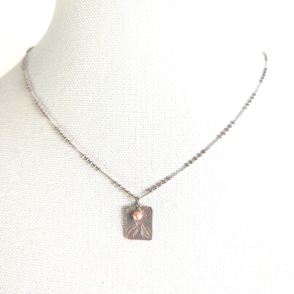 Artisan Handmade Sterling Silver Necklace ๐ Genuine Pink Mini Pearl 17" Chain - Picture 2 of 8